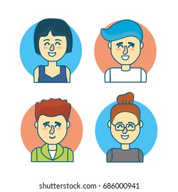 set people head with hairstyle design