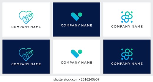 Set of people heart logo design