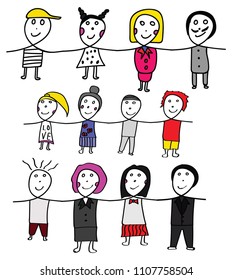 Set of people in hold hand action Vector design