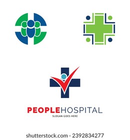 Set of People Hospital, Cross Plus, Healthy, Treatment or Clinic Icon Vector Logo Template Illustration Design
