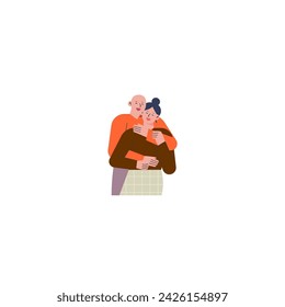 set of people hugging with cancer day set