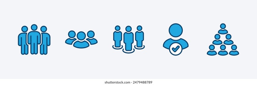 Conjunto de personas, humano, persona icono. Conteniendo participantes, grupo, equipo, organización, comunidad, población, audiencia, miembro. Ilustración vectorial