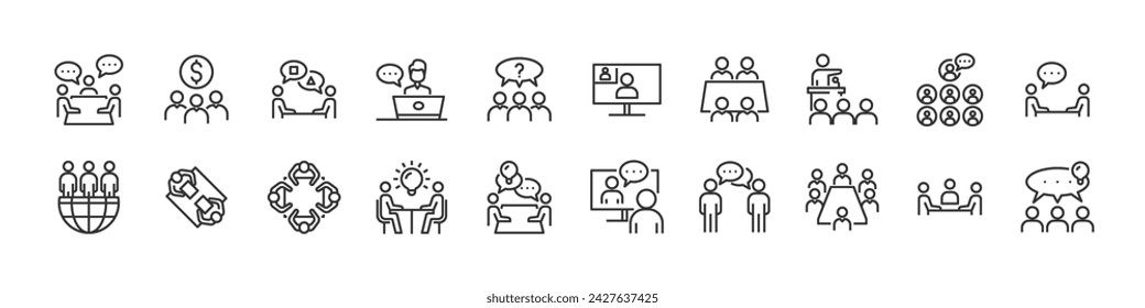 set of people icon, business man, meeting, team