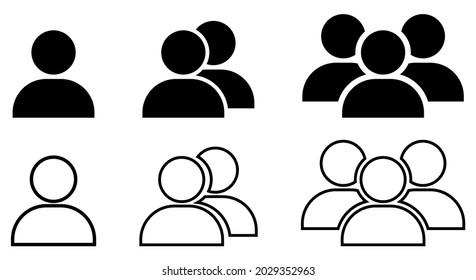 Set of people icon. Design for web, logo, app, UI. Vector outline symbols