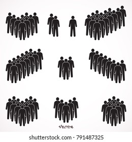 Set of people icon in flat style. Crowd signs. Persons symbol for your infographics website logo, design, app, UI. Vector illustration. Isolated on black and white background