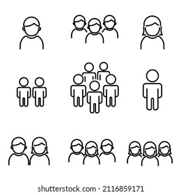 Set of people icon with linear style isolated on white background