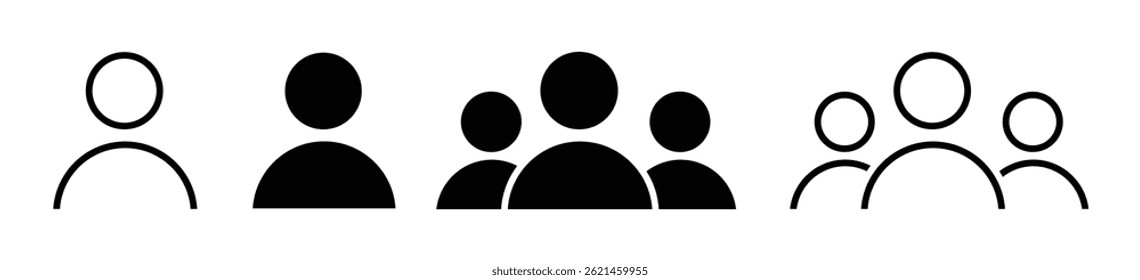 Ícone de conjunto de pessoas representando o tamanho do grupo, comunidade, demográfico, mídia social, bate-papo social, avatar, rede de equipes e sociedade