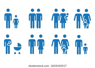 Set of people icon representing group size. Perfect can use in demographic, social media, and team concept