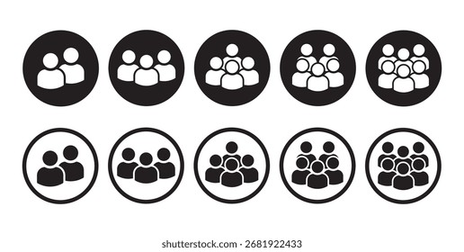 Set of people icon representing group size. Perfect can use in demographic, social media, and team concept