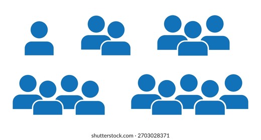 Set of people icon representing group size. Group of people or group of users collection.