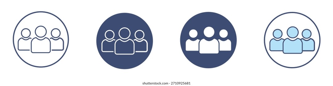 Conjunto de iconos de personas que representan el tamaño del grupo. Perfect se puede utilizar en la demografía, las redes sociales, el App, el Web y el concepto de equipo.	