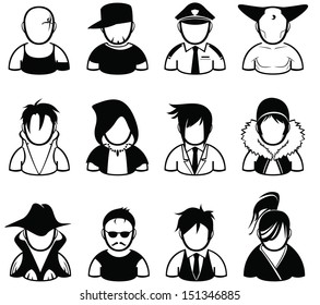 set of people icon in various uniform
