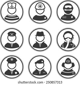 Set of people icons with different professions