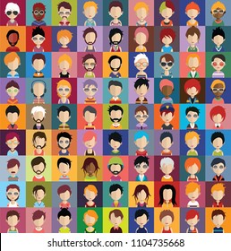 Set of people icons with faces 2