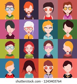 Set of people icons with faces 2