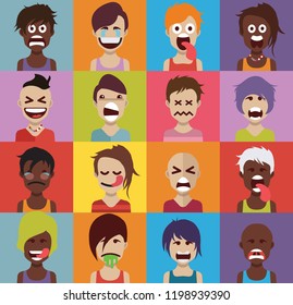 Set of people icons with faces