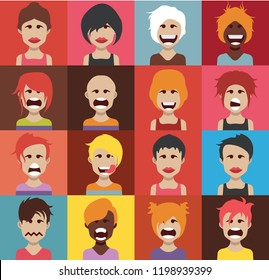 Set of people icons with faces