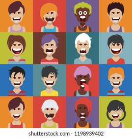 Set of people icons with faces