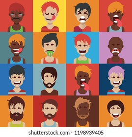 Set of people icons with faces