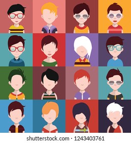 Set of people icons with faces