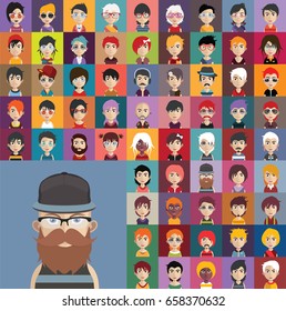 Set of people icons with faces