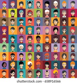 Conjunto de iconos de personas con caras
