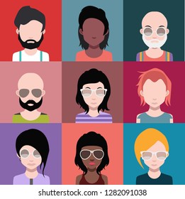 Set of people icons in flat style 