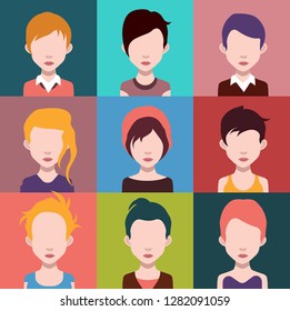 Set of people icons in flat style 