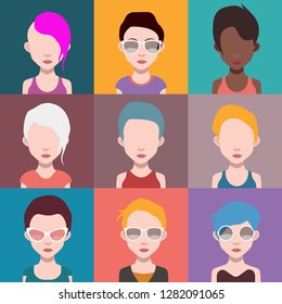 Set of people icons in flat style 