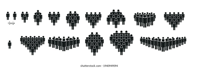 Conjunto de iconos de personas en estilo plano. Multitud. Grupo de personas - icono. Empresa o persona de equipo
