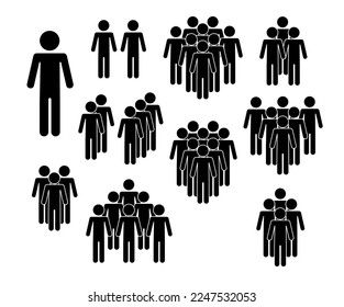 Conjunto de iconos de personas en estilo plano. Multitud. Grupo de personas . Empresa o equipo