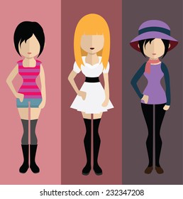 Set of people icons in flat style Vector women character