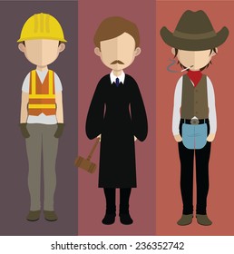 Set of people icons in flat style. Vector, men character