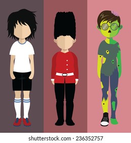 Set of people icons in flat style. Vector, men character