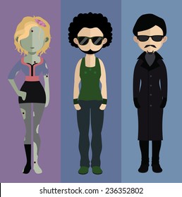 Set of people icons in flat style. Vector women, men character