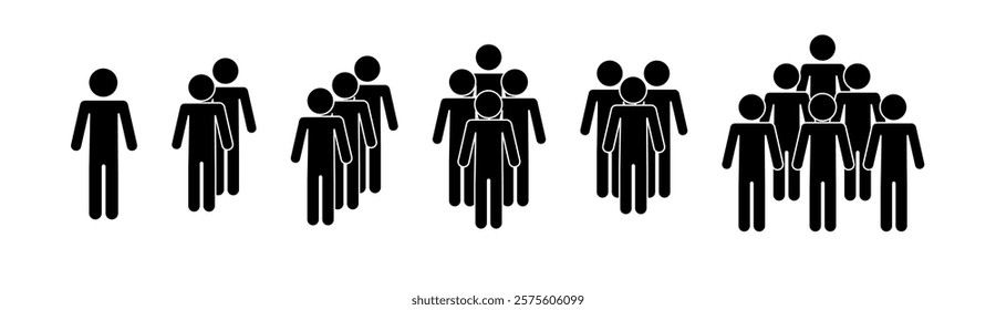 Set of people icons in flat style. Crowd. Group of people icon. Vector