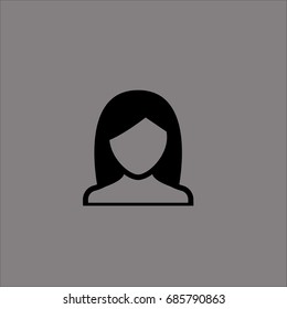 Set of people icons in flat style with faces. Vector women, men with color background