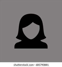 Set of people icons in flat style with faces. Vector women, men with color background