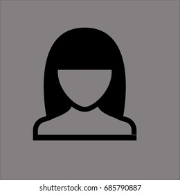Set of people icons in flat style with faces. Vector women, men with color background