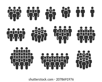 Set of people icons. Group of people. Crowd signs. Person symbol. Community signs. Team, company, citizens and social community. Vector illustration.