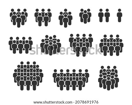 Set of people icons. Group of people. Crowd signs. Person symbol. Community signs. Team, company, citizens and social community. Vector illustration.