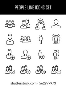 Set of people icons in modern thin line style. High quality black outline human symbols for web site design and mobile apps. Simple people pictograms on a white background.