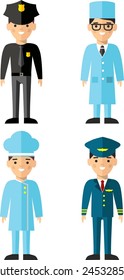 Set of people icons. Occupation avatars in colorful style. 