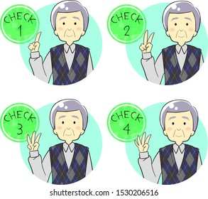 Set of people icons representing number of checkpoints with hands