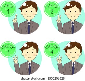 Set of people icons representing number of checkpoints with hands