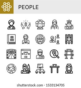 Set Of People Icons. Such As Structure, Doctor, Hands, Hockey Player, Surfing, Contact Book, Photographer, Woman, Network, Inversion Therapy, Walking Street, Select , People Icons