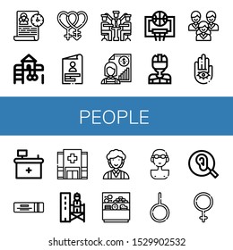 Set of people icons. Such as Time management, Playground, Bisexual, Skills, Manager, Individual, Basketball, Hockey player, Team, Hand, Front desk, Chewing gum , people icons