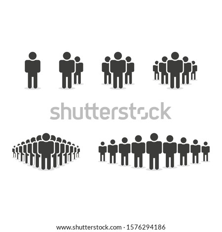 Set of people icons in trendy flat style.
Crowd signs. Vector illustration