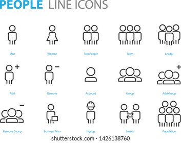 set of people icons user, man, teamwork, friend, social media