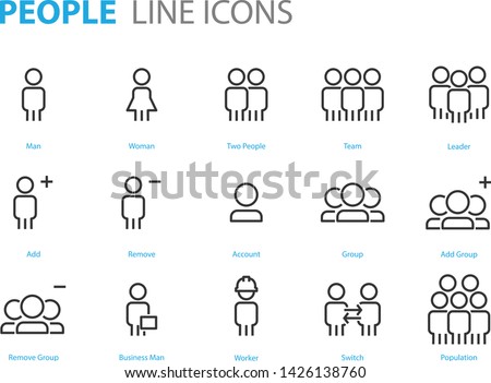 set of people icons user, man, teamwork, friend, social media